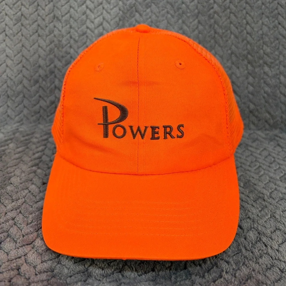 Powers Trucker Hat Blaze Orange Mesh Snapback Cap Hunting Workwear 0634
